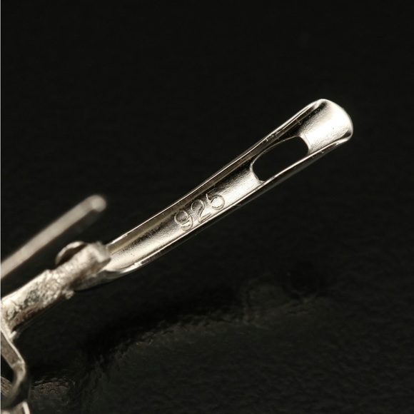 Genuine Black Opal and sapphire earrings - Picture 3 of 6